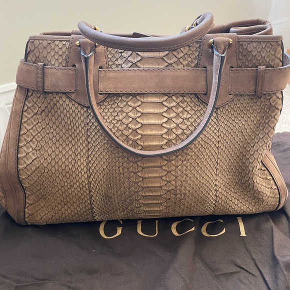 Gucci tote - tan python suede bag - Picture 2 of 5